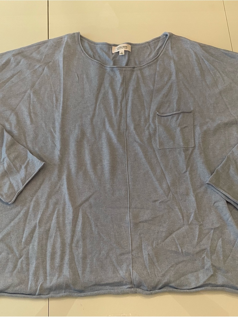 HEAVENLY Soft cotton/cashmere Crewneck Sweater in Light Blue
